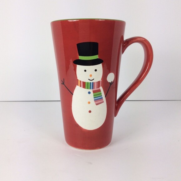 Target Home Sleddin Hill Snowman 18oz Red Latte Coffee Mug Cup Christmas Winter - Picture 4 of 7